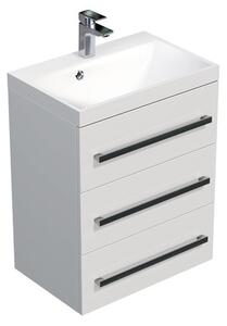 Koupelnová skříňka s umyvadlem SAT Cube Way 60x76,5x40 cm bílá lesk CUBE2603BL