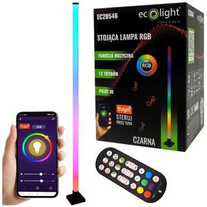 ECOLIGHT LED RGB stojací lampa TUYA, černá + dálkový ovladač