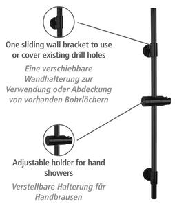 Černá nástěnná sprchová tyč z nerezové oceli 66 cm Basic – Wenko