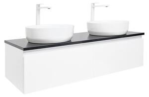 Koupelnová skříňka s kamennou krycí deskou SAT B-Way 119x30x45 cm bílá lesk BWAY120WU2B2B