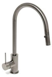 Dřezová baterie SAT Aurum s vytahovací sprškou, 2 proudy broušený gun metal SATBAUR286BGM