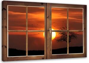 Obraz na plátně Pohled z okna Západ slunce - 100x70 cm