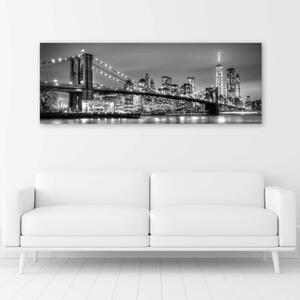 Obraz na plátně, New York Brooklynský most Panorama - 90x30 cm