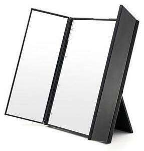 UNIQ LED trojité kosmetické zrcátko Sklopné zrcátko na líčení s LED osvětlením, černé