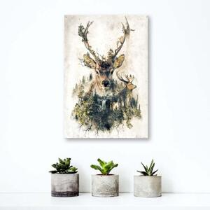 Obraz na plátně, Jelen Abstraktní zvířata Příroda - 40x60 cm