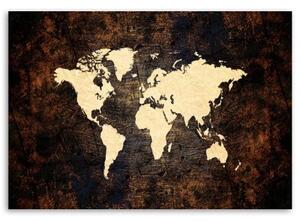 Obraz na plátně Hnědá mapa světa - 60x40 cm