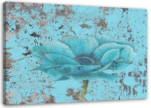 Obraz na plátně, Vintage Flower Blue - 120x80 cm