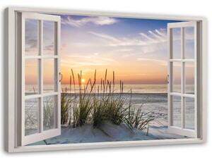 Obraz na plátně, Pohled z okna na pláž - 120x80 cm