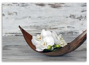 Obraz na plátně, Květiny Orchidej Dřevo Zen Spa - 60x40 cm