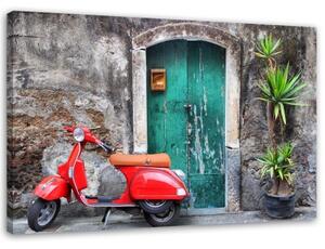Obraz na plátně Červený skútr Toscana - 90x60 cm