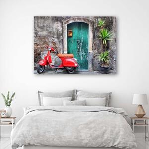 Obraz na plátně Červený skútr Toscana - 60x40 cm