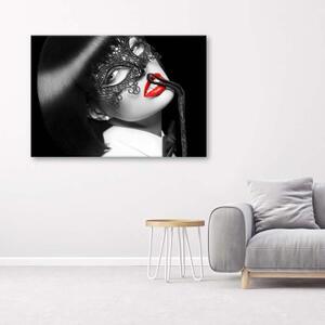 Obraz na plátně, Žena s černou maskou - 60x40 cm