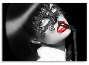 Obraz na plátně, Žena s černou maskou - 60x40 cm