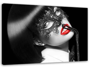 Obraz na plátně, Žena s černou maskou - 120x80 cm