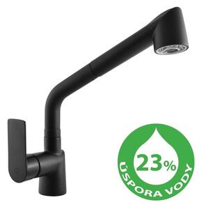 Dřezová baterie RAV SLEZÁK Vltava s vytahovací sprškou, 2 proudy černá VTE411.0CMAT
