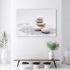 Obraz na plátně, Kameny Zen Béžový - 60x40 cm