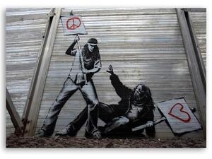 Obraz na plátně, Banksy Street Art Graffiti - 60x40 cm