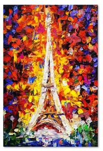 Obraz na plátně, Barevné malování pařížské Eiffelovy věže - 60x90 cm