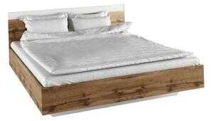 Manželská postel, 160x200, dub wotan / bílá, GABRIELA