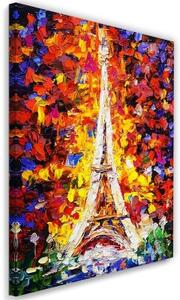 Obraz na plátně, Barevné malování pařížské Eiffelovy věže - 40x60 cm