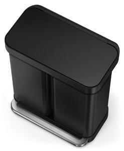 Pedálový odpadkový koš Simplehuman na tříděný odpad – 58l (34/24), matná černá ocel