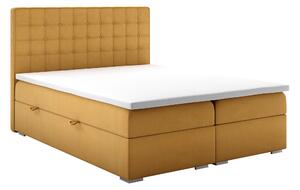 Boxspring postel 140 cm Candy (hořčicová) (s úložným prostorem)