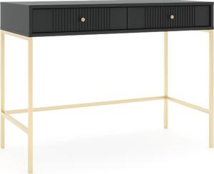 Kosmetický stolek: dvě zásuvky, černá barva, zlaté nohy, výška 79 cm