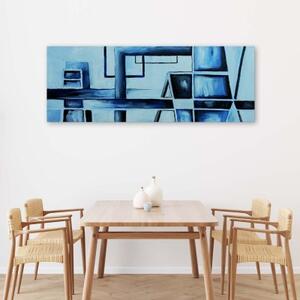 Obraz na plátně, Modrá abstrakce - 150x50 cm