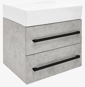 Koupelnová skříňka s umyvadlem a černou úchytkou SAT Cube Way 60x53x46 cm beton mat CUBE46C602BESATCWL