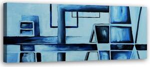 Obraz na plátně, Modrá abstrakce - 90x30 cm