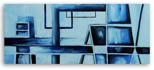 Obraz na plátně, Modrá abstrakce - 90x30 cm