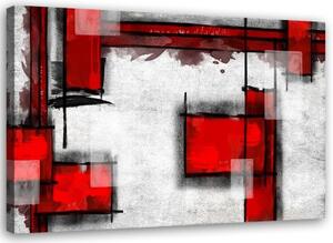 Obraz na plátně, Abstraktní bílá červená - 60x40 cm