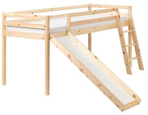 Vyvýšená postel Borovicové dřevo STAPLE 90 x 200 cm se skluzavkou Světle hnědá