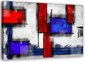 Obraz na plátně Abstrakce Modrá Červená - 90x60 cm