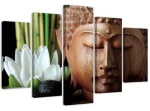Obraz na plátně pětidílný Buddha Bamboo Zen Flower - 100x70 cm
