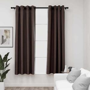 Zatemňovací závěsy s kroužky vzhled lnu 2 ks taupe 140 x 175 cm 321200