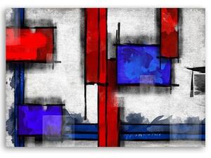 Obraz na plátně Abstrakce Modrá Červená - 60x40 cm