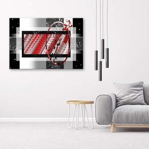 Obraz na plátně, Geometrická abstrakce Červená šedá - 90x60 cm