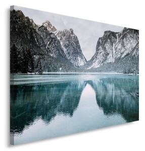 Obraz na plátně, Hory Jezero Krajina - 90x60 cm