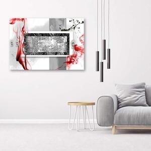 Obraz na plátně, Abstraktní šedá červená - 90x60 cm