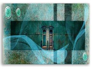 Obraz na plátně, Okna Abstrakce Tyrkysová - 100x70 cm
