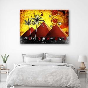 Obraz na plátně, Afrika Pyramidy Palmy - 60x40 cm