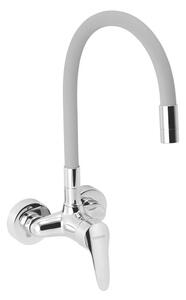 Dřezová baterie Novaservis Titania Iris New se silikonovým ramínkem 100 mm stříbrošedá-chrom 94484,0S