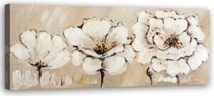 Obraz na plátně Béžové květiny malované - 90x30 cm