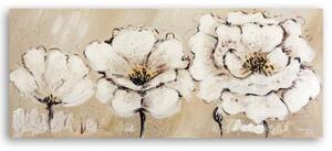 Obraz na plátně Béžové květiny malované - 120x40 cm