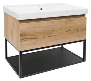 Koupelnová skříňka s umyvadlem SAT B-Way 79x30x45 cm dub BWAY80OAKFU1