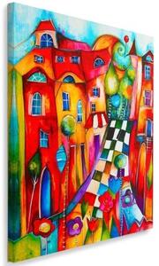 Obraz na plátně Abstraktní barevné město - 80x120 cm