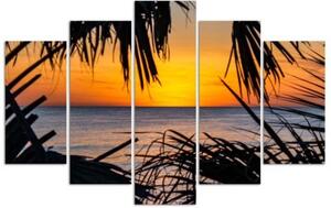 Obraz na plátně pětidílný Pláž Mořský písek Západ slunce - 100x70 cm