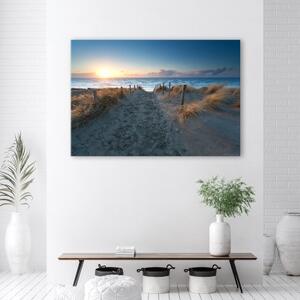 Obraz na plátně, Pláž Mořský písek Západ slunce - 60x40 cm