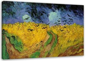 Obraz na plátně REPRODUKCE Pšeničné pole s havrany V. Gogh - 100x70 cm